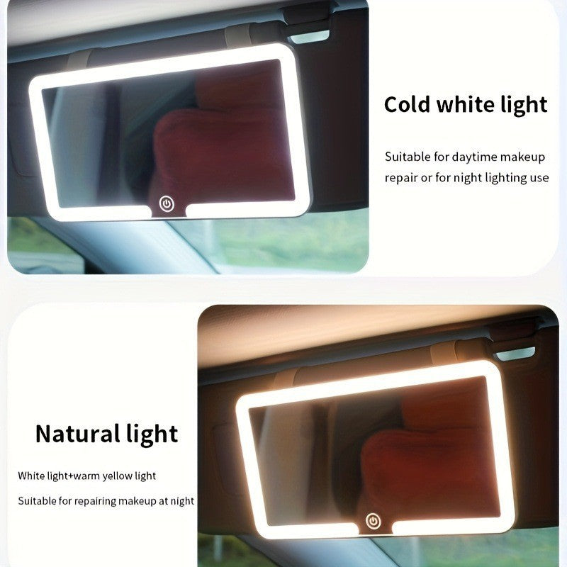LED Car Visor Makeup Mirror with Touch Light