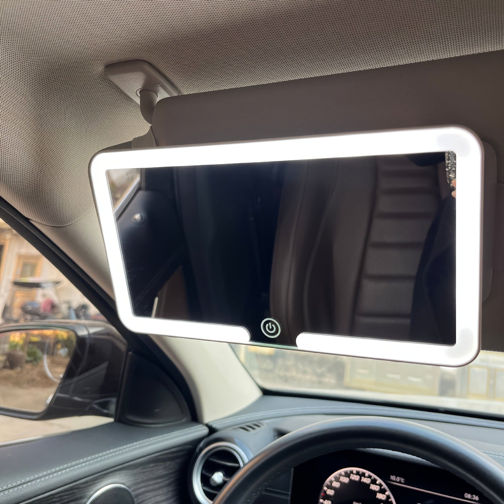 LED Car Visor Makeup Mirror with Touch Light