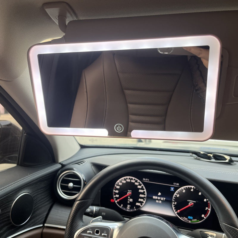 LED Car Visor Makeup Mirror with Touch Light